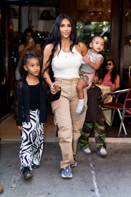 Kim Kardashian is seen with her children North, Saint and Chicago in SoHo on September 29, 2019 in New York City. (Photo by Gotham/GC Images)