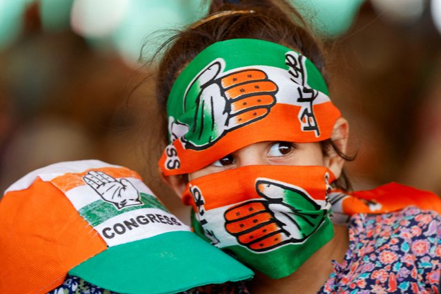 Supporters of the Congress party attend an election campaign rally of Rahul Gandhi, a senior leader of India's main opposition, the Congress party, ahead of the second phase of the assembly election, on the outskirts of Srinagar on September 23, 2024. (Photo by Sharafat Ali/Reuters)