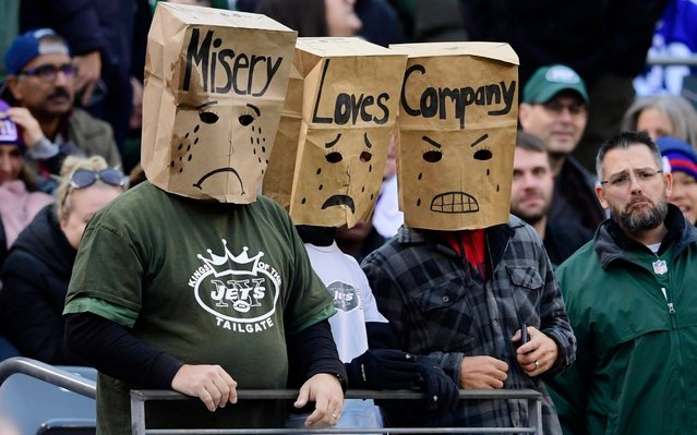 New York Jets fans watch the second half of an NFL football game against the New York Giants, Sunday, November 10, 2019, in East Rutherford, N.J. (Photo by Steven Ryan/AP Photo)