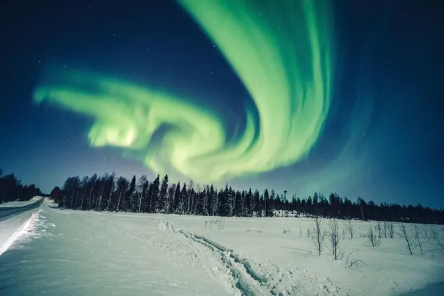 An aurora is seen in the sky in Rovaniemi, Finland on February 6, 2020. (Photo by Alexander Kuznetsov/Reuters)