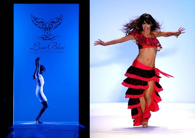 Karina Smirnoff, of Dancing with the Stars, performs in the Lisa Blue fashion show. (J Pat Carter/Associated Press, Meghan McCarthy/The Palm Beach Daily News)