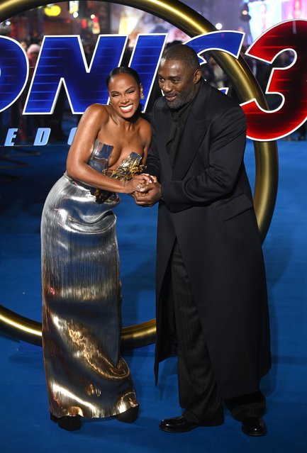 American actress Tika Sumpter and English actor and rapper Idris Elba attend the “Sonic The Hedgehog 3” UK Premiere at Cineworld Leicester Square on December 10, 2024 in London, England. (Photo by Stuart C. Wilson/Getty Images)