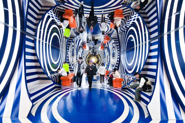 People are seen at the waiting area of a newly-built luxury toilet at a shopping mall in Nanjing, in east China's Jiangsu province on January 2, 2025. (Photo by AFP Photo/China Stringer Network)