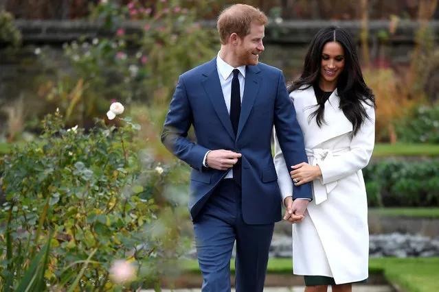 Britain's Prince Harry with Meghan Markle in the Sunken Garden of Kensington Palace, London, Britain, November 27, 2017. (Photo by Toby Melville/Reuters)