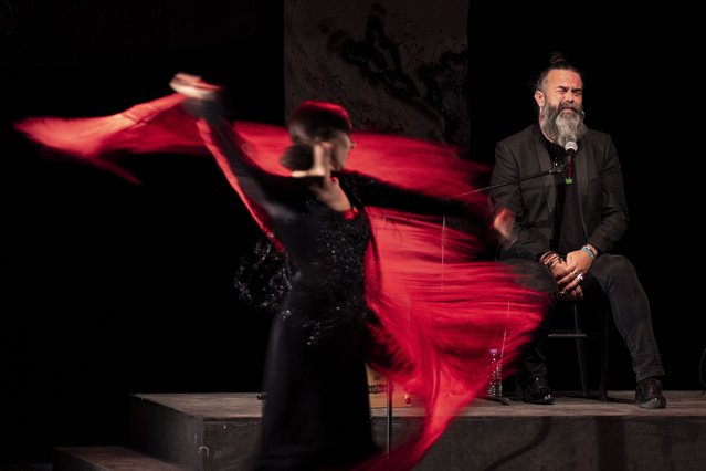 Spanish flamenco dancer Anabel Veloso performs on flamenco night at the Iraqi National Theatre in Baghdad, Iraq, Sunday, April 13, 2025. (Photo by Hadi Mizban/AP Photo)