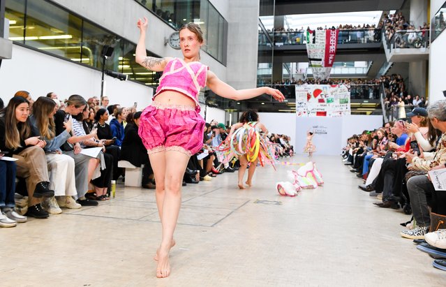 A model walks the runway at the Central Saint Martins BA Fashion Show 2024 in King's Cross on May 29, 2024 in London, England. (Photo by Dave Benett/Getty Images)