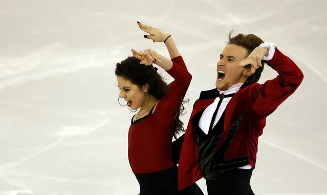 Russia's Elena Ilinykh and Rusian Zhiganshin perform during the Ice Dance short program at the ISU Grand Prix of Figure Skating final in Barcelona December 12, 2014. (Photo by Albert Gea/Reuters)
