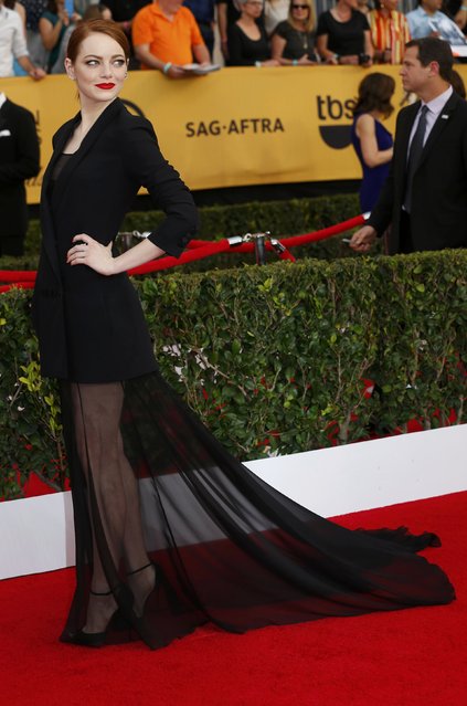 Actress Emma Stone from the film “Birdman” arrives at the 21st annual Screen Actors Guild Awards in Los Angeles, California January 25, 2015. (Photo by Mike Blake/Reuters)