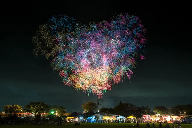 Tsuchiura National Fireworks Competition, Tsuchiura City, Ibaraki Prefecture. (Photo by Makoto Igari/Caters News Agency)