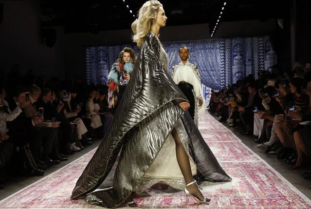 The latest fashion from Naeem Khan is modeled during Fashion Week Tuesday, February 12, 2019, in New York. (Photo by Kathy Willens/AP Photo)