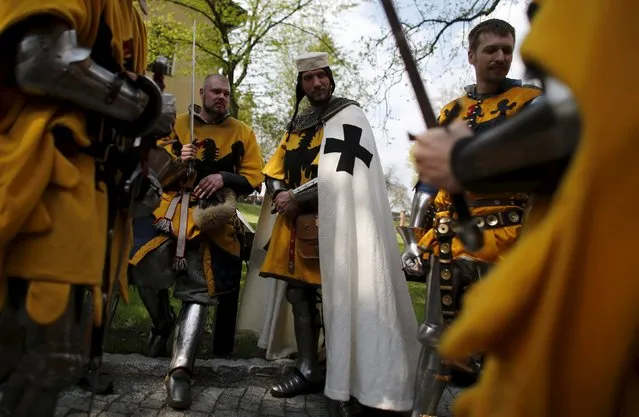 Members of the Germany team gather to take part in the opening ceremony parade of the Medieval Combat World Championship at Malbork Castle, northern Poland, April 30, 2015. (Photo by Kacper Pempel/Reuters)