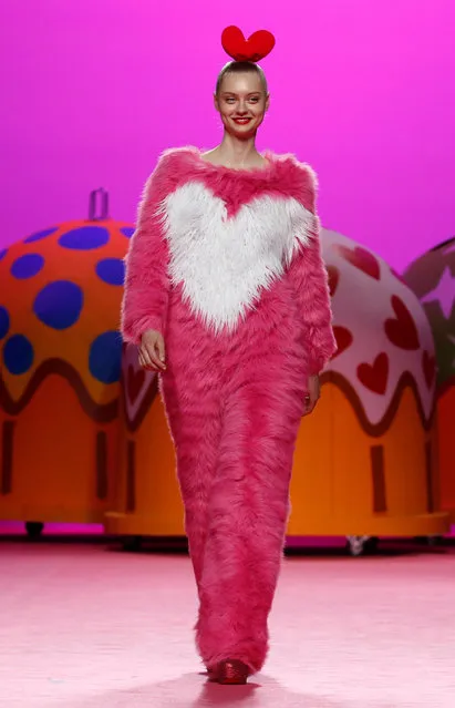 A model presents a creation from Agatha Ruiz de la Prada's Fall/Winter 2017 collection during Mercedes-Benz Fashion Week in Madrid, Spain, February 17, 2017. (Photo by Juan Medina/Reuters)