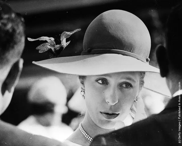 1970: Princess Anne attending a Parliamentary garden party in Brisbane during a royal tour of Australia