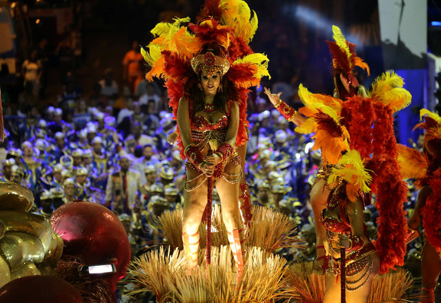 Revellers from Uniao da Ilha samba school perform during the second night of the carnival parade at the Sambadrome in Rio de Janeiro, Brazil February 27, 2017. (Photo by Sergio Moraes/Reuters)