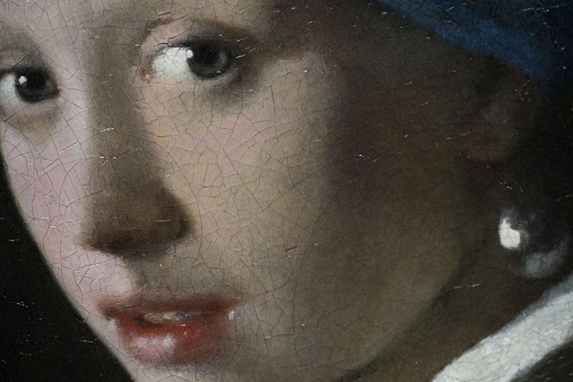 During a press preview of the Vermeer exhibit at Amsterdam's Rijksmuseum, Monday, February 6, 2023, which unveils its blockbuster exhibition of 28 paintings by 17th-century Dutch master Johannes Vermeer drawn from galleries around the world. (Photo by Peter Dejong/AP Photo)