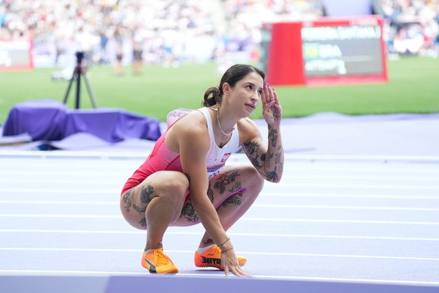 Ewa Swoboda of Poland (Women's 100m) wins her heat Paris 2024 Olympic Games, Day Seven, Paris, France on August 2, 2024. (Photo by Dave Winter/Rex Features/Shutterstock)