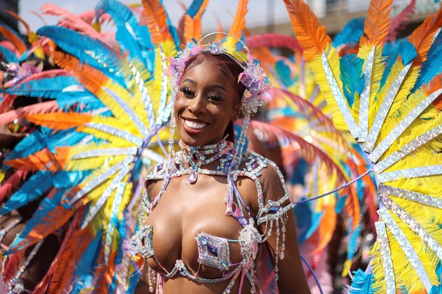 A reveller participates in the Notting Hill Carnival parade, in London, Britain on August 26, 2024. (Photo by Hollie Adams/Reuters)