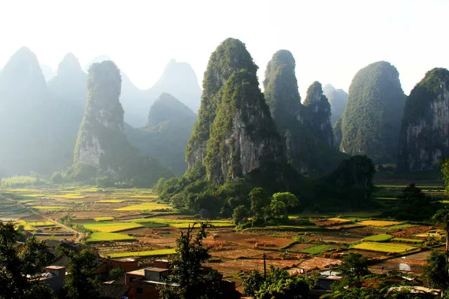 File photo taken on July 30, 2011 shows the scenery of karst landform in the valley along the Lijiang River in Guilin, south China's Guangxi Zhuang Autonomous Region. The World Heritage Committee on Monday inscribed an extension of South China Karst, a natural World Heritage Site since 2007, into the UNESCO's World Heritage List. (Photo by Wang Cuirong/Xinhua)