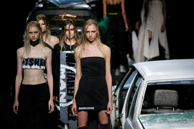 Models walk on the runway at the Maria Ke Fisherman show during Mercedes-Benz Fashion Week Madrid Spring/Summer 2017 at Ifema on September 18, 2016 in Madrid, Spain. (Photo by Pablo Cuadra/Getty Images)