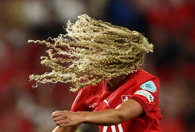 Alayah Pilgrim of Switzerland in action during the UEFA Women's EURO 2025 match between Switzerland and Norway at St. Jakob-Park in Basel, Switzerland, on July 2, 2025. (Photo by Stephane Mahe/Reuters)