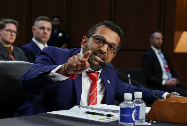 FBI Director Kash Patel gestures as he testifies before a Senate Judiciary Committee hearing on oversight of the Federal Bureau of Investigation, on Capitol Hill in Washington, D.C., U.S., September 16, 2025. (Photo by Jonathan Ernst/Reuters)