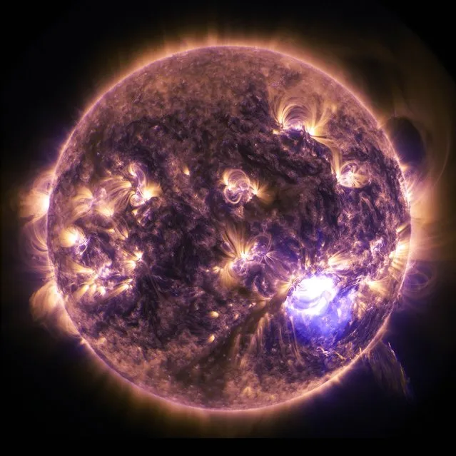 NASA's Solar Dynamics Observatory, which watches the sun constantly, captured an image of the event sun emitting a significant solar flare, peaking at 19:28ET/00:28 on December 19, 2014, provided by NASA. This flare is classified as an X1.8-class flare. X-class denotes the most intense flares, while the number provides more information about its strength. An X2 is twice as intense as an X1, an X3 is three times. (Photo by Reuters/NASA)