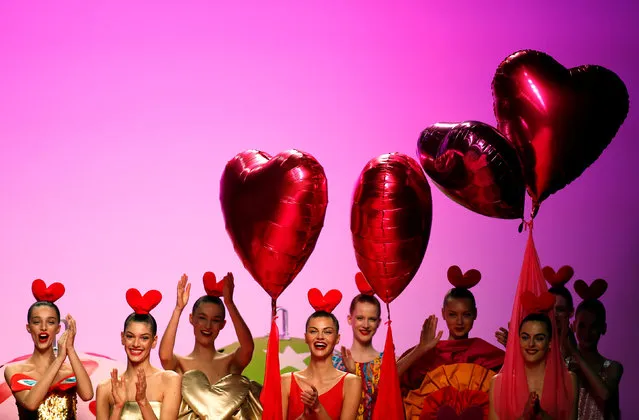 Models present creations from Agatha Ruiz de la Prada's Fall/Winter 2017 collection during the Mercedes-Benz Fashion Week in Madrid, Spain, February 17, 2017. (Photo by Juan Medina/Reuters)
