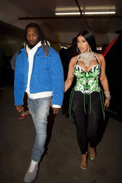 American rappers Cardi B and Offset hold hands as they arrive at Offset's birthday party in Los Angeles, CA. on December 22, 2021. (Photo by Anthony Bautista/Backgrid USA)