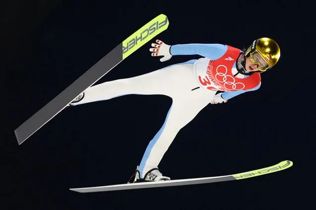 Austria's Lisa Eder competes in the Ski Jumping Women's Normal Hill Individual 1st Round, on February 05, 2022 at the Zhangjiakou National Ski Jumping Centre, during the Beijing 2022 Winter Olympic Games. (Photo by Hannah Mckay/Reuters)