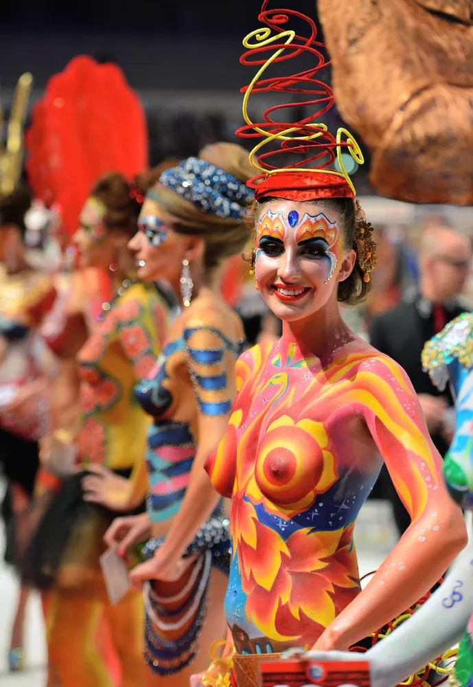 “Body Painting” Contest of the OMC Hairworld World Cup 2014 in Frankfurt am Main