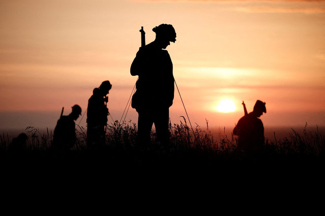 Silhouettes representing British soldiers who died during World War II are on display at the British Memorial by the charitable association “Standing with giants”, ahead of the 80th anniversary of the 1944 D-Day landings in Ver-sur-Mer, Normandy region, France, on June 1, 2024. (Photo by Benoit Tessier/Reuters)