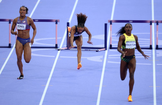 Lina Nielsen of Great Britain competes during Women's 400m Hurdles Semi-Final of the Athletics on Stade de France during the Paris 2024 Olympics Games on August 6, 2024 in Paris, France. (Photo by Phil Noble/Reuters)