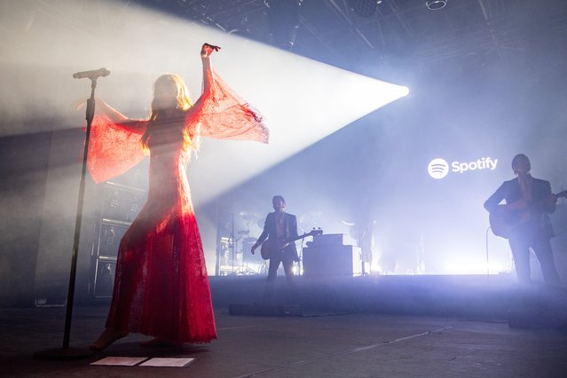 Florence Welch of English indie rock band Florence and the Machine performs on stage during an evening of music hosted by Spotify with star-studded performances with Florence + The Machine, Jack Harlow, will.i.am and Uncle Waffles during Cannes Lions 2023 at Spotify Beach on June 20, 2023 in Cannes, France. (Photo by David M. Benett/Getty Images for Spotify)