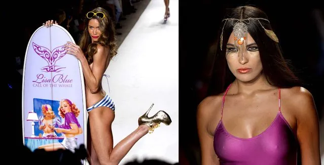 Models wear Lisa Blue designs during Mercedes Benz Fashion Week Swim 2013 . (J Pat Carter/Associated Press)