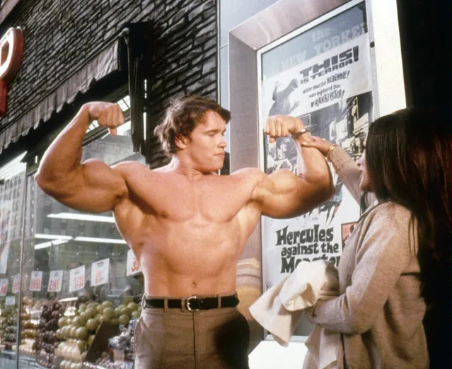 Austrian Bodybuilder Arnold Schwarzenegger (billed as Arnold Strong “Mr. Universe”) in a scene from the Trimark Pictures movie 'Hercules In New York' in 1969 in New York city, New York. (Photo by Michael Ochs Archives/Getty Images)