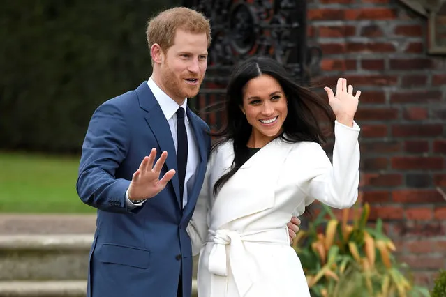 Britain's Prince Harry poses with Meghan Markle in the Sunken Garden of Kensington Palace, London, Britain, November 27, 2017. (Photo by Toby Melville/Reuters)