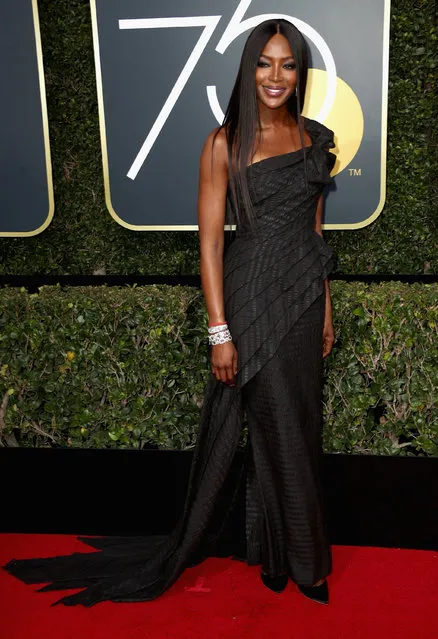 Model Naomi Campbell attends The 75th Annual Golden Globe Awards at The Beverly Hilton Hotel on January 7, 2018 in Beverly Hills, California. (Photo by Frederick M. Brown/Getty Images)
