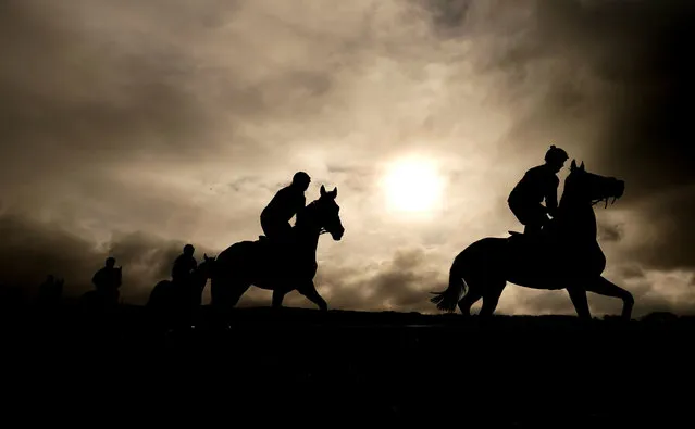 Willie Mullins trained horses on the gallops ahead of day one of the Cheltenham Festival at Cheltenham Racecourse on Tuesday, March 14, 2023. (Photo by David Davies/PA Images via Getty Images)