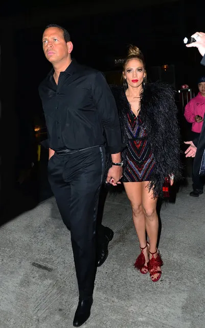 Jennifer Lopez and Alex Rodriguez leave the Met Gala after party at Boom Boom Room in NYC on May 08, 2018. (Photo by Jawad Elatab/Splash News and Pictures)