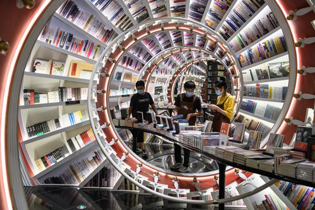 Spiral Bookstore are seen during the World Book and Copyright Day on April 23, 2024 in Guangzhou, China.It is understood that the bookstore is called Zhongshuge and is famous for its spiral bookshelves. (Photo by John Ricky/Anadolu via Getty Images)
