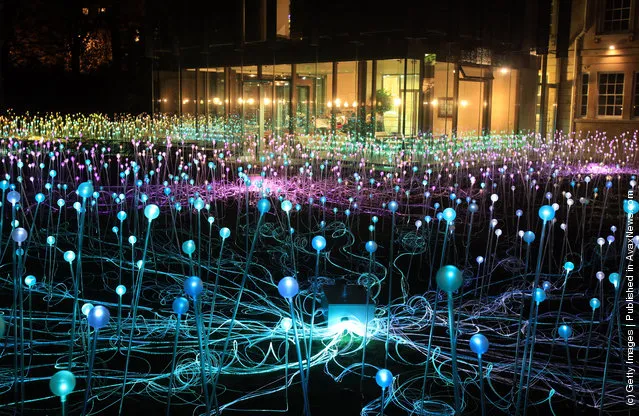 Bruce Munro's latest installation 'Field of Light' in the grounds of the Holbourne Musuem in Bath, England