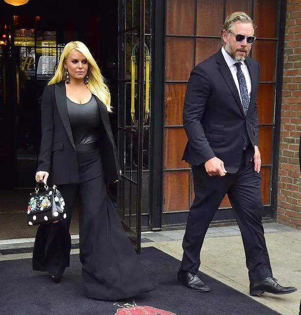 Jessica Simpson and Eric Johnson are seen in the East Village on April 20, 2017 in New York City. (Photo by Alo Ceballos/GC Images)