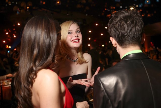 Monica Barbaro, Elle Fanning and Timothee Chalamet at the 31st Screen Actors Guild Awards held at Shrine Auditorium and Expo Hall on February 23, 2025 in Los Angeles, California. (Photo by Jay L. Clendenin/Rex Features/Shutterstock)