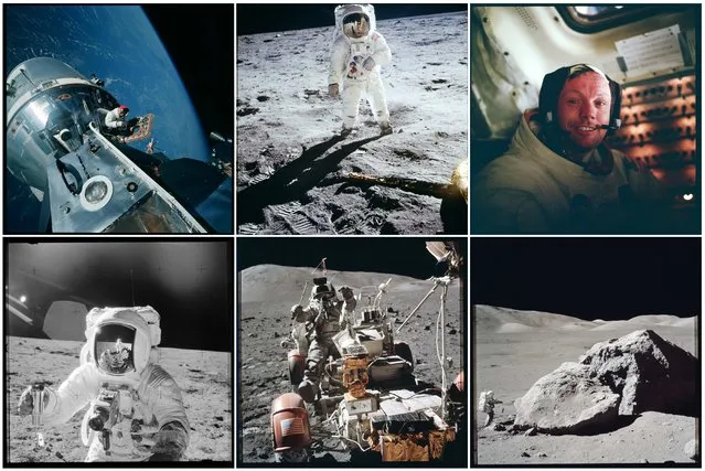 NASA handout photographs from the various Apollo missions are shown in this combination photograph. The photographs are some of more than 12,000 from NASA's archives recently aggregated on the Project Apollo Archive Flickr account. (Photo by Reuters/NASA)