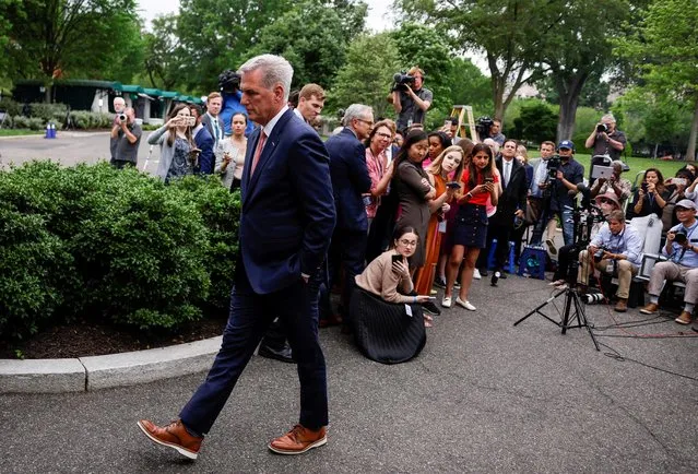 U.S. House Speaker Kevin McCarthy (R-CA) departs after speaking to reporters outside the West Wing following debt limit talks with U.S. President Joe Biden at the White House in Washington, U.S., May 16, 2023. (Photo by Evelyn Hockstein/Reuters)