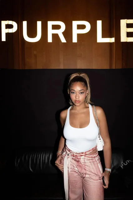 American model and socialite Jordyn Woods closes out fashion week at the PURPLE Brand Paris Fashion Week Party at Le Bar Du Plaza Athenee in the last decade of June 2023. (Photo by Flo Kohl)
