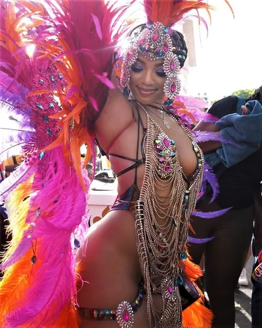 American singer-songwriter Chlöe Bailey in the second decade of July 2023 enjoys her first Carnival in a barely there costume. (Photo by chloebailey/Instagram)