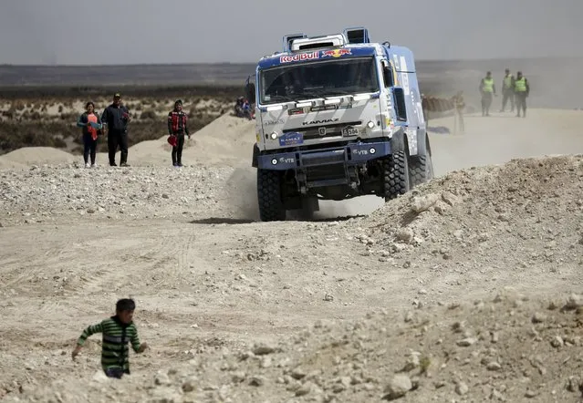 Russia's Andrey Karginov drives his Kamaz truck during the Dakar Rally 2016 in Chulluquiani, Oruro Department, Bolivia, January 8, 2016. (Photo by David Mercado/Reuters)