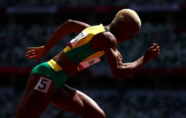 Candice McLeod of Team Jamaica leads in round one of the Women's 400m heats on day eleven of the Tokyo 2020 Olympic Games at Olympic Stadium on August 03, 2021 in Tokyo, Japan. (Photo by Lucy Nicholson/Reuters)