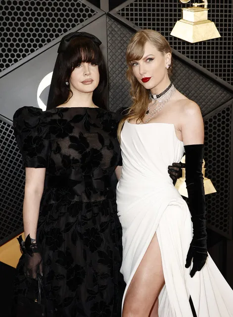 American singer-songwriter Lana Del Rey and Taylor Swift attend the 66th GRAMMY Awards at Crypto.com Arena on February 04, 2024 in Los Angeles, California. (Photo by Frazer Harrison/Getty Images)